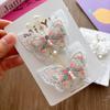 2pcs/set Retro Embroidery Butterfly Hair Clip for Baby Girl Mesh Sweet Peal Kids Hair Pin Fashion Hair Acccessories Headwear