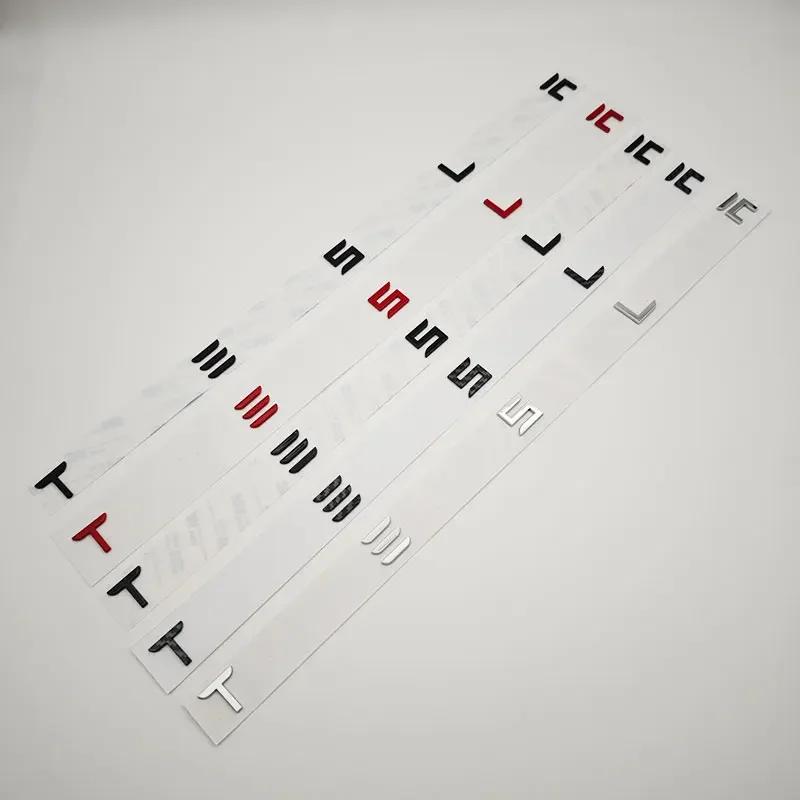 Car Sticker Tesla 3D ABS Letters Tesla Logo Carbon Chrome Black Red Badge Car Rear Trunk Stickers For Tesla Model 3 Y X S Back D