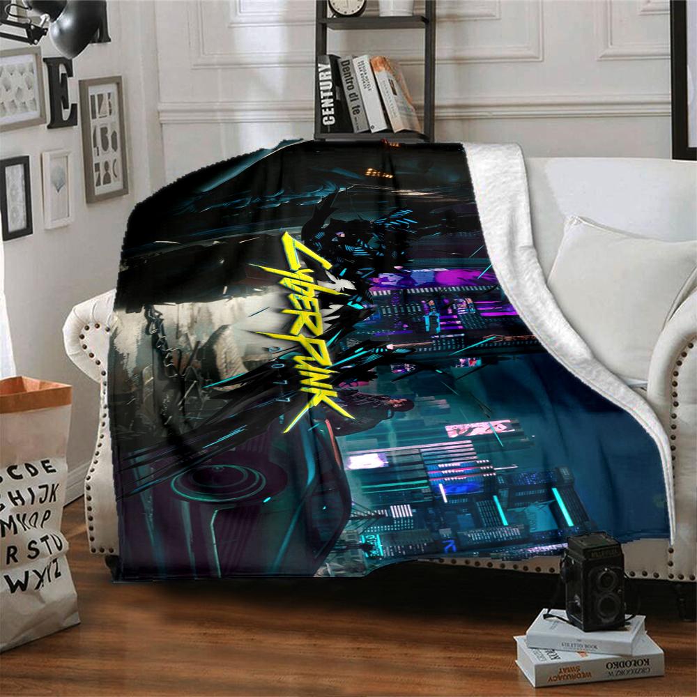 Cyberpunk Future Cityscape Blanket Soft Throw Blanket For Home Bedroom Bed Sofa Travel Office Solid Christmas Blanket