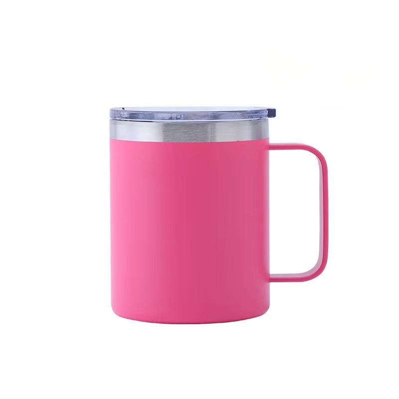 12oz Stainless Steel Coffee Mug Double Thermos Gift Mug Plastic-sprayed Handle Mug