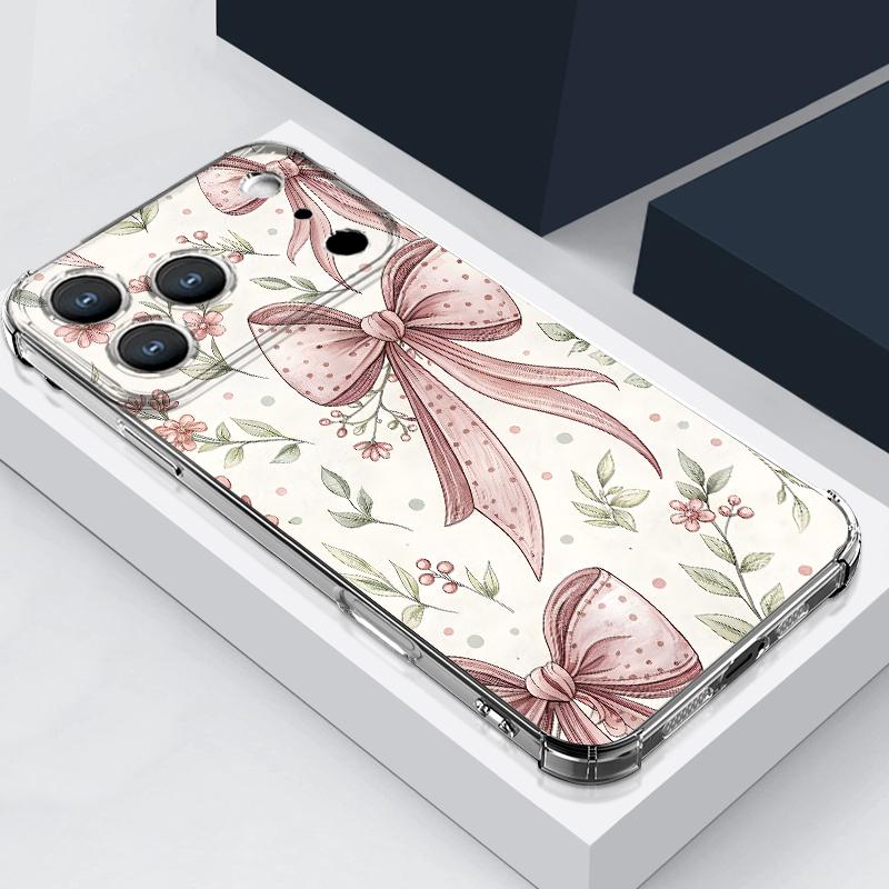 Rosa Schleifenmuster Hülle Für iPhone 17 Pro Max Coque iPhone 16 15 14 13 Pro Max 11 Stoßfest Klar Weiche Silikonhülle