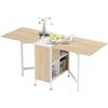 Dining Table, Folding, Drop Leaves, 4 Compartments, Seats 4, 169 x 60 x 75 cm, Oak and White