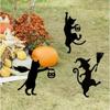 Elegant Black Metal Feline Lawn Statues Suitable For Yard Decoration No Tool Installation Required Durable Metal Craft