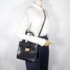 Salvatore Ferragamo Vala Handbag AQ-21 8252 2WAYShoulder Black/gold Embossed Leather Women Used