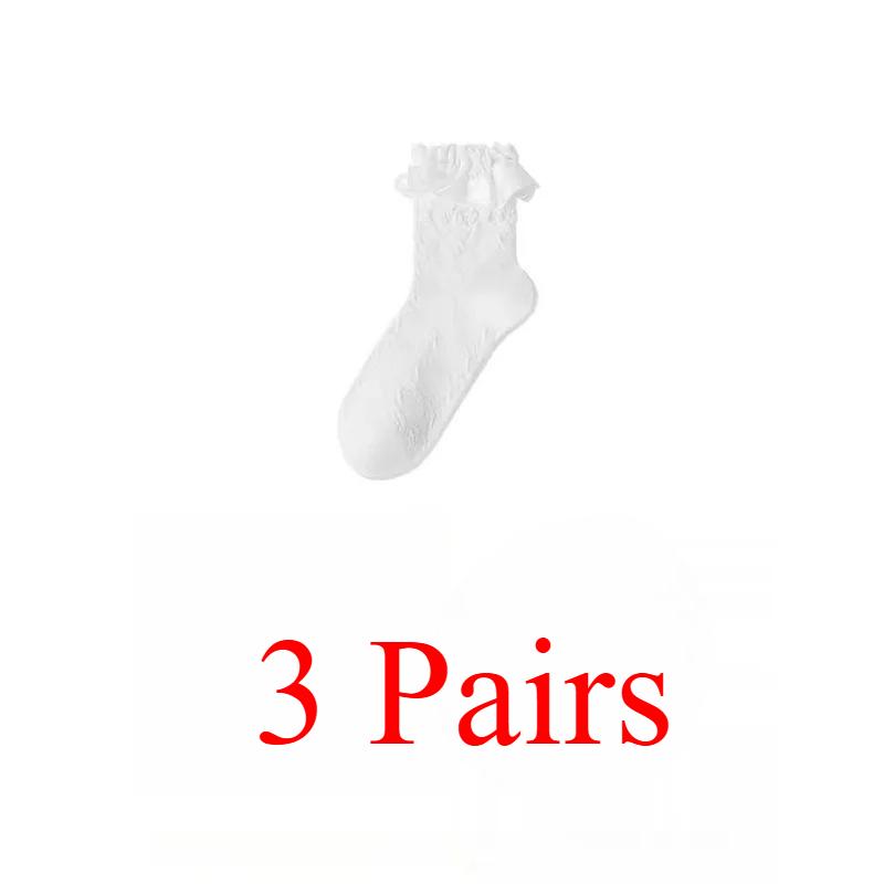 3 Pairs Women Spring Summer Female Lady Girls Lace Kawaii Socks Woman Lolita Cute Black White Socks Set