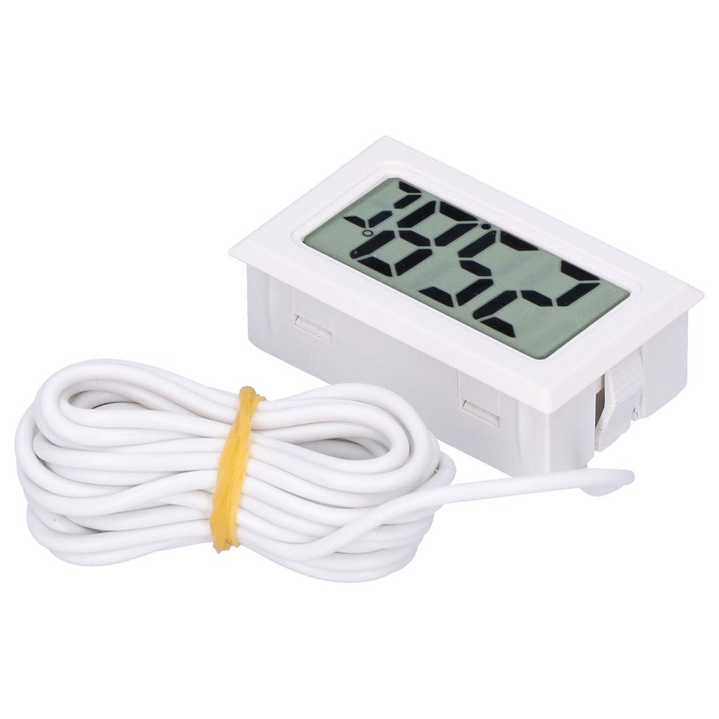 Digital Thermometer Mini LCD Wired Electronic Temperature Measurement Instrument FY13001White