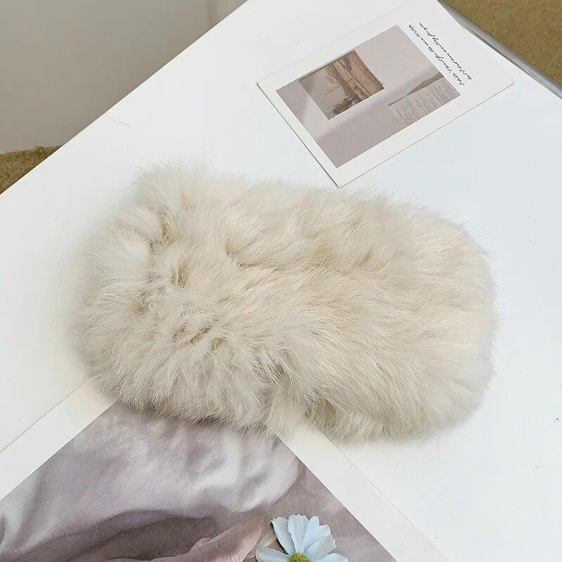 Autumn and Winter Real Rabbit Hair Band Hair Hoop Women's Warm Fur Fur Hat Vintage Wide Edge Plush Headband