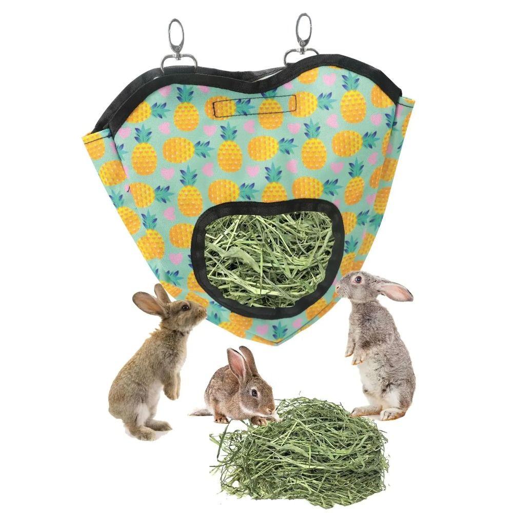 Hanging Heart-Shape Hay Bag Cute Feeding Dispenser Container Rabbit Feeding Bag  Hamster