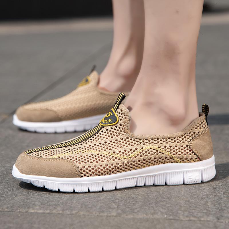 Summer Men Sneakers Hollowed Out Classic Casual Shoes Breathable Mesh Jogging Sports Shoes Lightweight Walking Shoes