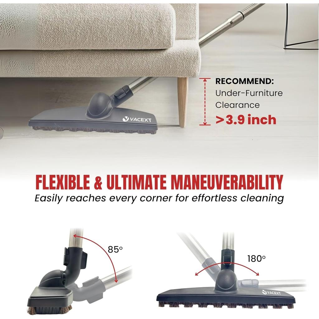 For Miele Hardwood Floor Brush Head – 12” Parquet Twister with Soft Horsehair Bristles, – Compatible with Miele C1, C2, C3 Canister Vacuums