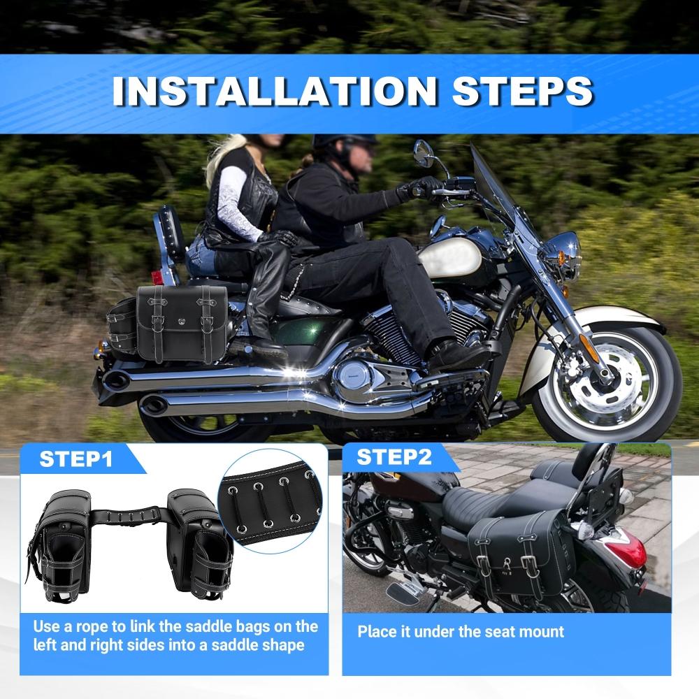 Universelle Motorrad-Satteltaschen Überwurf-Satteltaschen PU-Leder Seitengepäcktaschen Mit Becherhalter Für Sportster Softail Dyna