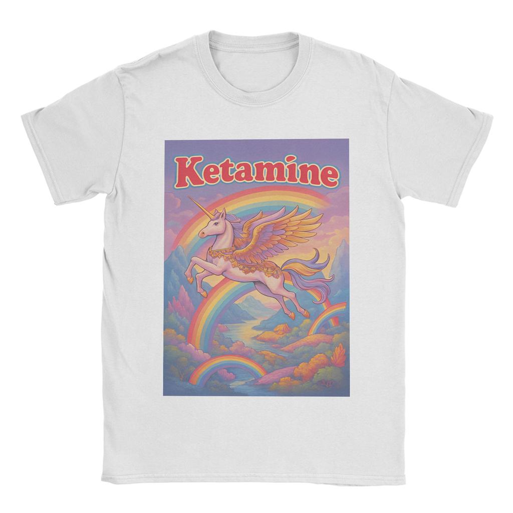 Ketamin Einhorn T-Shirt Sommer Klassische T-Shirts 100% Baumwolle Hipster T-Shirt für Paare Kurzarm Lässige Oberteile