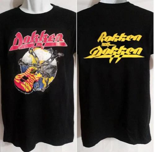Vintage Dokken Glam Metal Band Logo Double Sided T-Shirt L