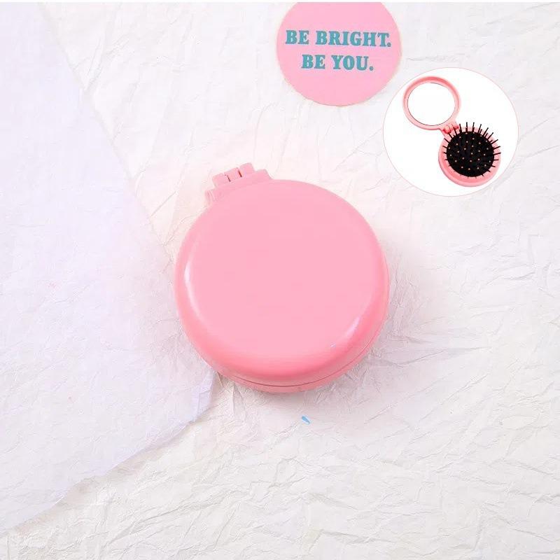 Portable Folding Air Cushion Comb and Mirror - Stylish Student Massage Brush for Girls