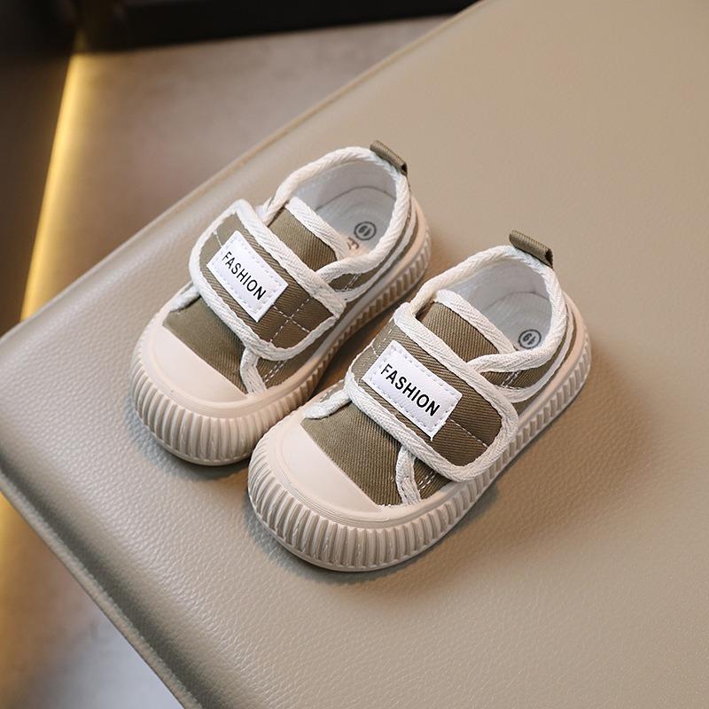 Spring-autumn children's canvas shoes, boys' casual shoes with shell toe, girls' cookie shoes, soft sole baby shoes
