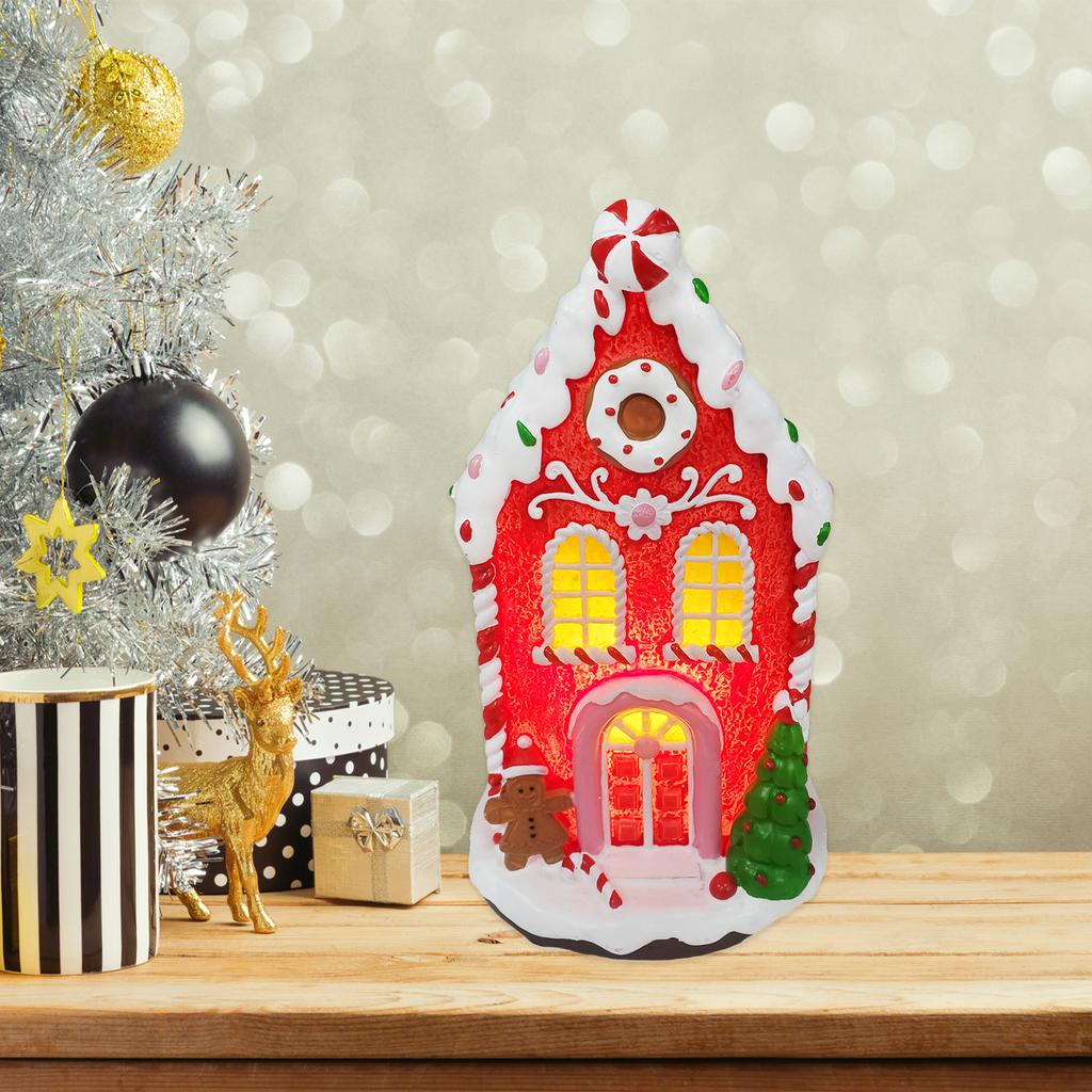 Light Up Xmas Village House Xmas Scene Winter House Collectible Building for Holiday Decor Ornament