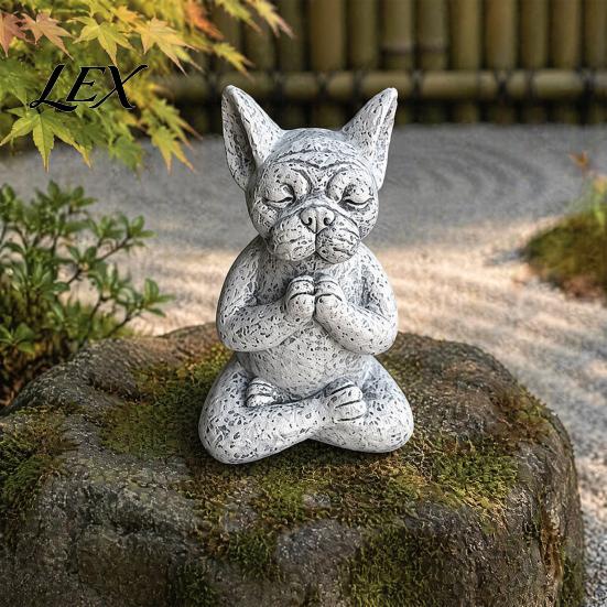 Cute Garden Sculpture for Landscaping Meditation Animal Figurine Ornament, Resin Zen Statue, Stress Relief Sitting Unique Pet Gift Lovers Cat/Dog/Frog
