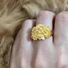 Sand Gold Rhinestone Accent Ring Glittering Gold Plated Ring  Women Accessories