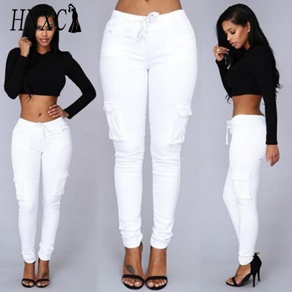 

HNXC Женские модные повседневные брюки и капри с однотонным принтом S белый