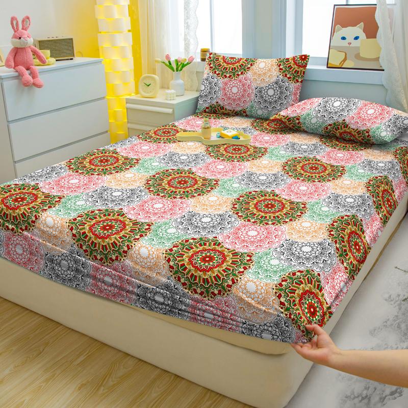 3-teiliges einfaches modernes Böhmen-Muster mattes dreiteiliges Spannbettlaken-Set, Schlafzimmer bedrucktes Bettbezug-Set, Bettwäsche