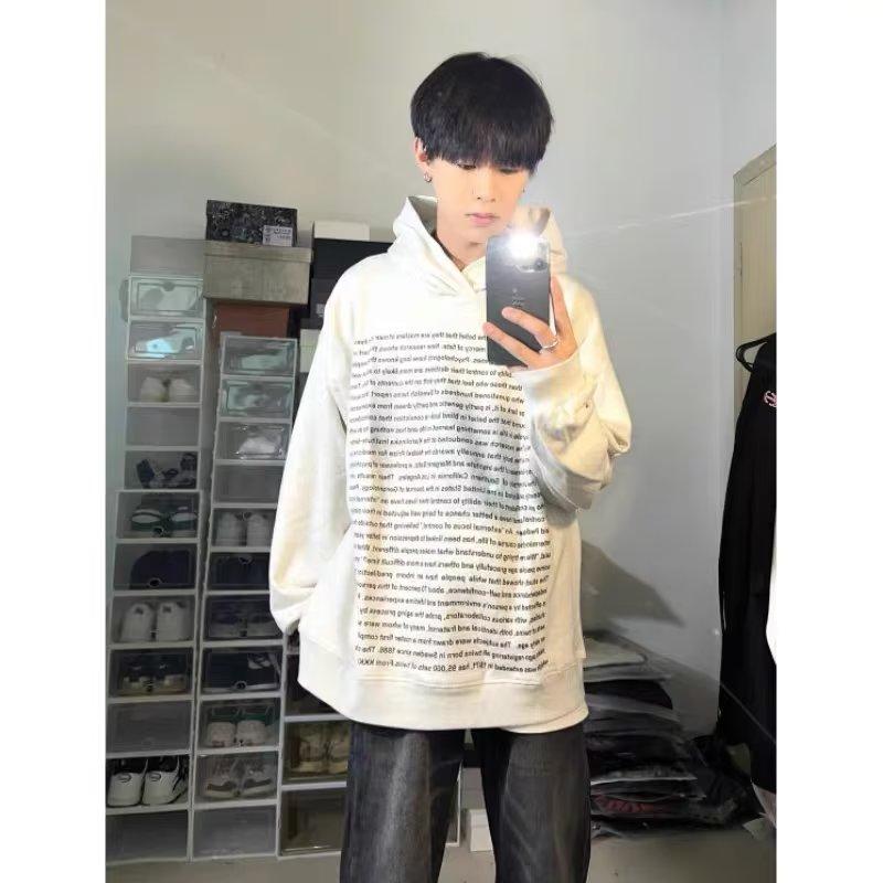 

Мужская толстовка с капюшоном весной и осенью, свободная и модная универсальная куртка с буквенным принтом, мужская толстовка с длинными рукавами, повседневный топ 3XL серый