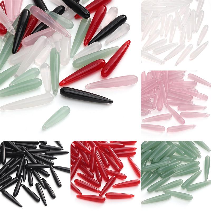 5Pcs/pack Long Water Drop Beads Charm Resin Imitation Jade Water Drop Pendant Jewelry Pendant DIY Necklace Accessories