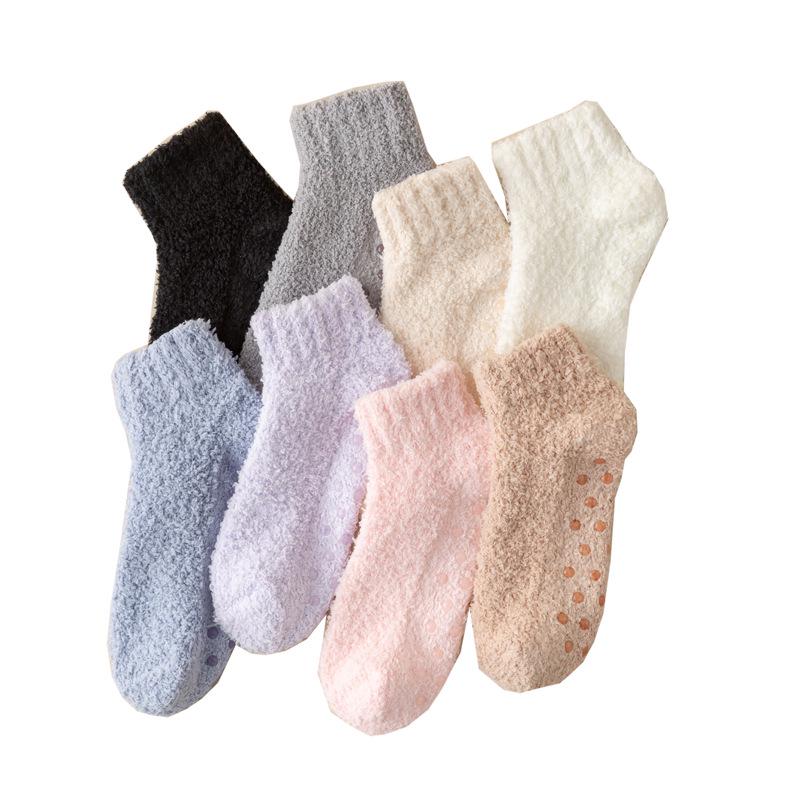 Damen Winter Dick Warm Rutschfest Korallenfleece Mittelhohe Socken
