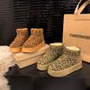 2025 Winter New Snow Boots Women's Fashion Leopard Print Thick-soled Heightened Thermal Bread Shoes Fleece Thickened Snow Boots