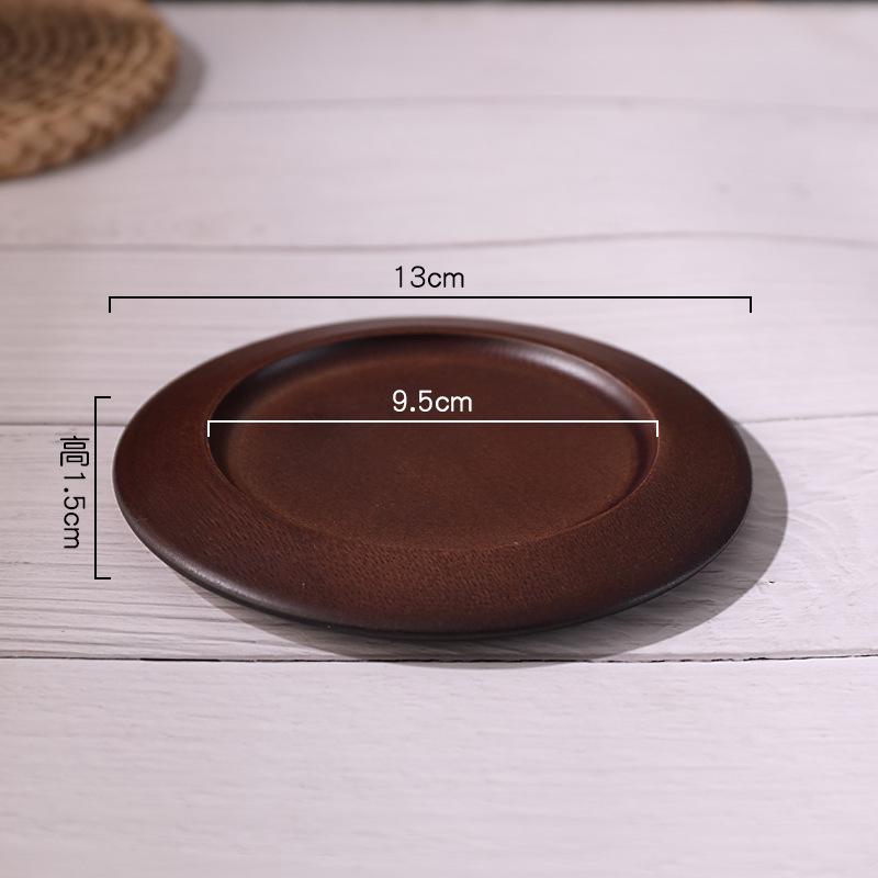 Set Retro Ceramică Cana de Cafea și Farfurioară cu Suporturi din Lemn și Lingurițe pentru Ceai și Cafea