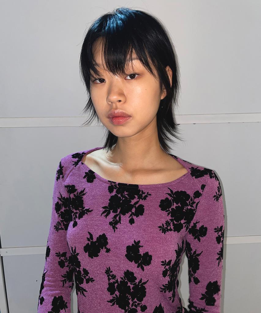 SAKK Flower Flocking Knit Top Flower Menace (Plum)