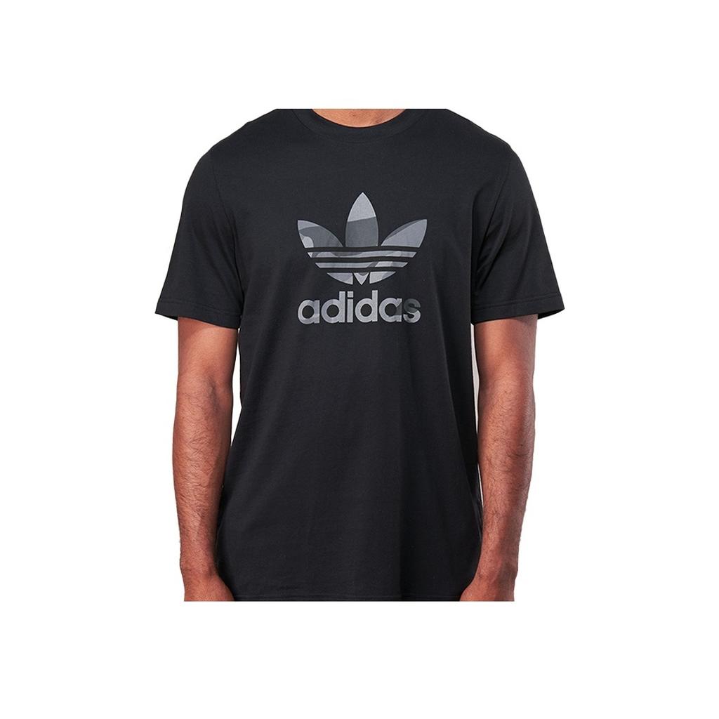 Adidas Clover Logo Print Short Sleeve T-Shirt Men Tops Black ED6959