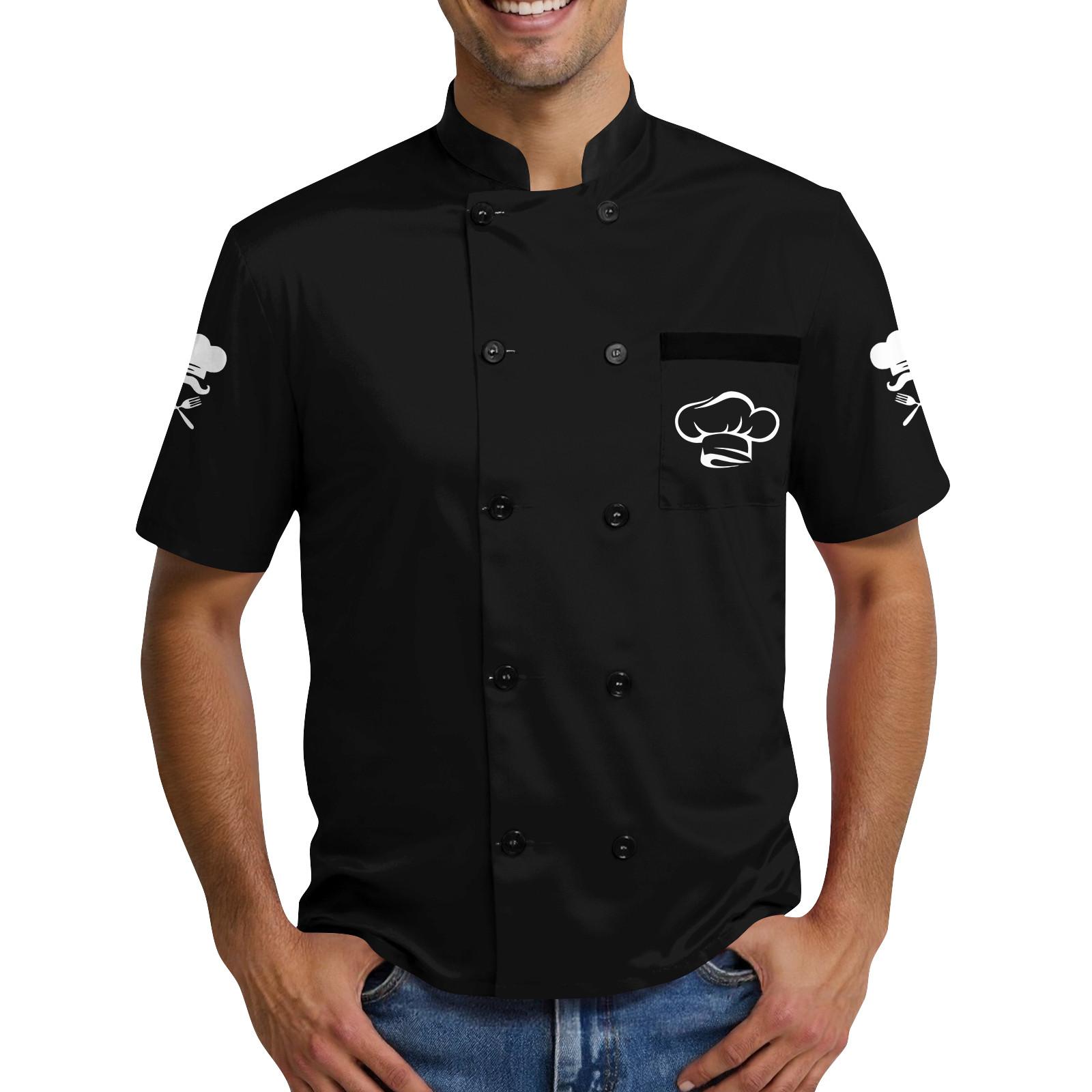 

Принт с изображением поварского колпака - мужское повседневное платье шеф-повара с коротким рукавом XXL чёрный