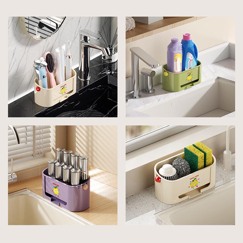 Sink Narrow Drain Storage Rack Faucet Rack Kitchen Household Sponge Rag Dishwashing Drain Rack Hanging Basket