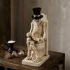 Shelf Display Skull Reader Figure for Desk Accent, Toilet Seat Book Scene, and Dark Humor Room Theme Presentation Piece for Seasonal Use