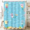 Blue Mermaid Shower Curtain with Unicorn Cat Print for Kids Bathroom Decor Cute Sea Life Bubble Design Fabric Bath Mat Set (180x