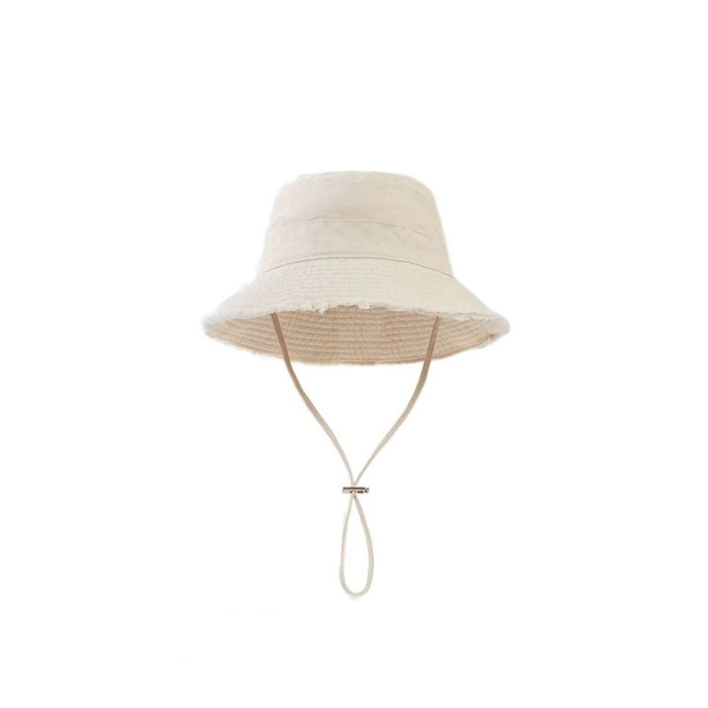 Solid Color Outdoor Sun Hat Wide Brim Bucket Hat Vintage Rough Edge Fisherman Hat Travel