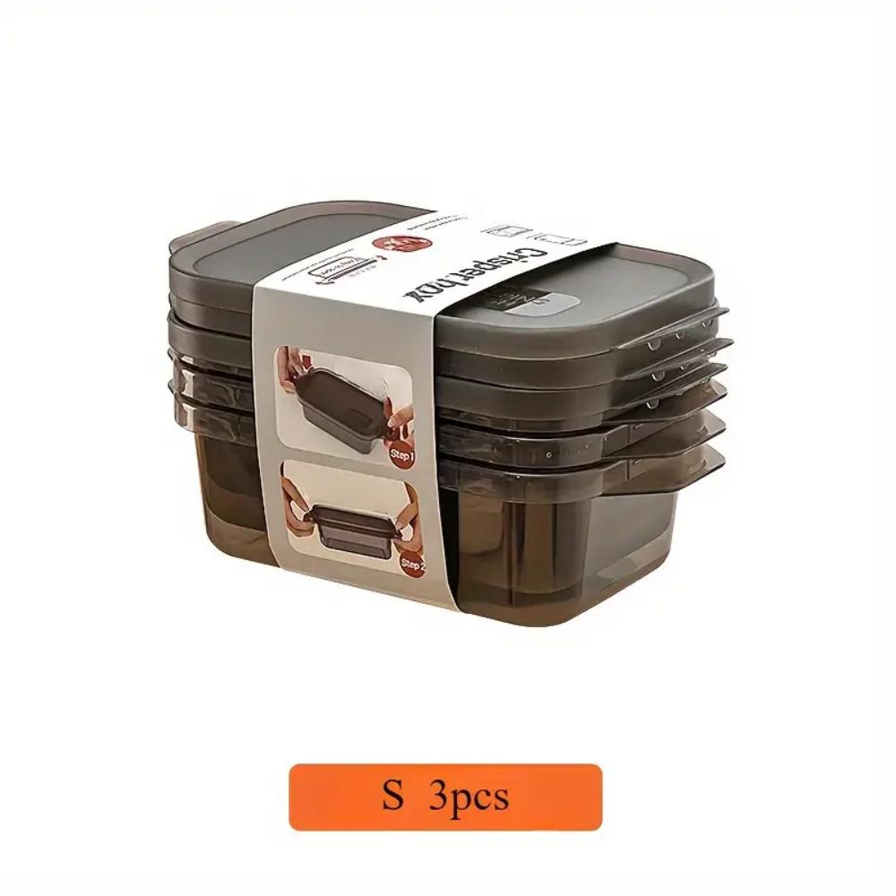 

3-piece set, reusable plastic food storage box with lid, transparent sealed container, suitable for refrigerator and kitchen, st