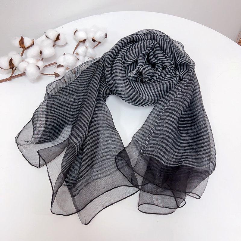 Double Layer Silk Wool Scarf Spring and Autumn Thin Pure Silk Neck Guard New Shawl Solid Color Wool Silk Scarf