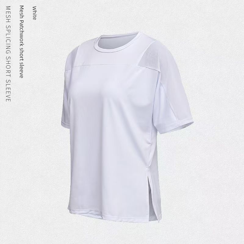 

Фитнес Йога Летняя Тонкая Быстросохнущая Тренировочная Футболка с Коротким Рукавом Женская Большого Размера Полная Девушка Бег Сетчатая Вставка Дышащая Футболка White S