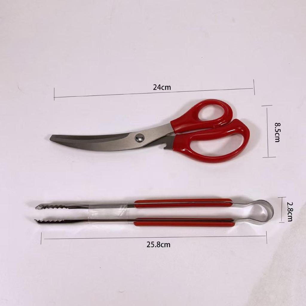 Korean BBQ Stainless Steel Kitchen Scissors & Tongs Set