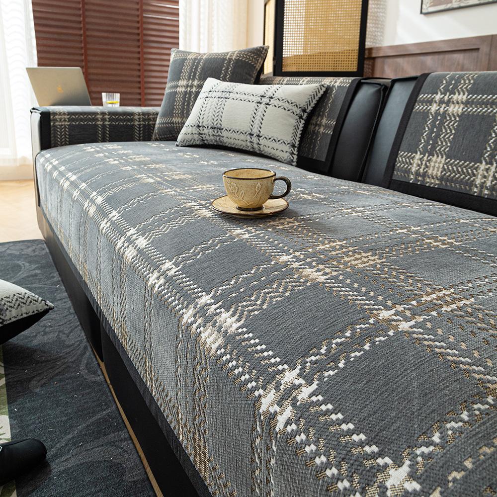 

Винтажная шенилловая подушка для дивана, универсальная для всех сезонов, новая подушка для сиденья дивана с прямым рядом, спинка, нескользящий чехол, тканевое полотенце 70*70cm зелёный