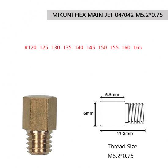 

For MIKUNI VM TM TMX 10Pcs Main Jets Carburetor 4/042 Scooter Injectors Nozzle Size 70-440 Pocket Tuner Large Hex Type gicleur M5.2 120-165