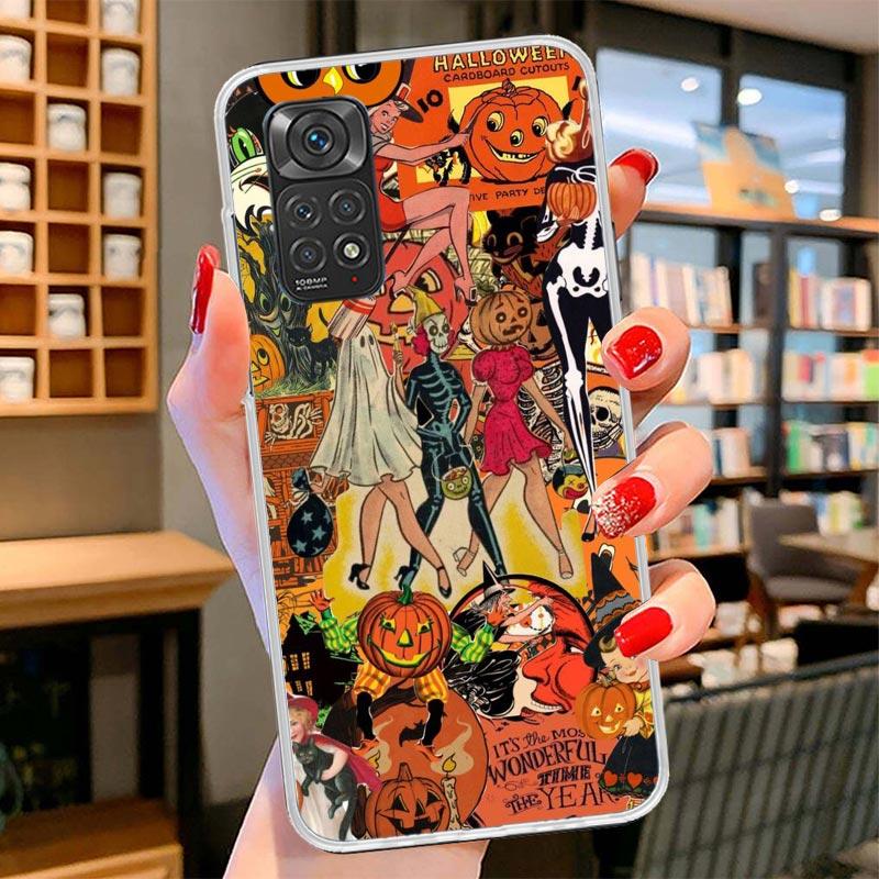 Halloween Fall Art Witch Cat Cover Phone Case For Xiaomi Redmi Note 15 14 13 12 11 10 Pro Plus 14S 12S 11S 11T 11E 10S Soft Fund
