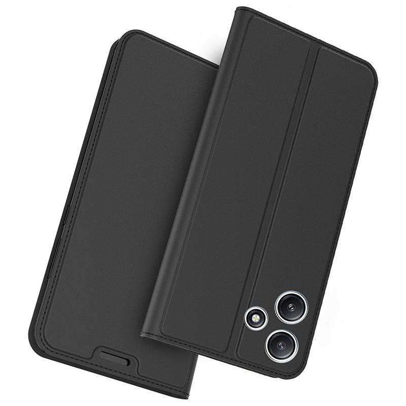 

For Xiaomi Redmi 12 5G (Global)/Poco M6 Pro 5G Card Slot Phone Cover Shockproof PU Leather Stand Phone Case Black