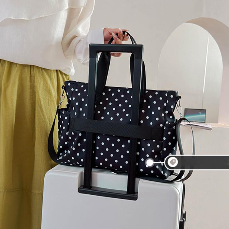 Polka Dot Large Capacity Travel Tote Bag Multi-color Lightweight Nylon Shoulder Handbag Casual Crossbody Bag Daily Commute Bag