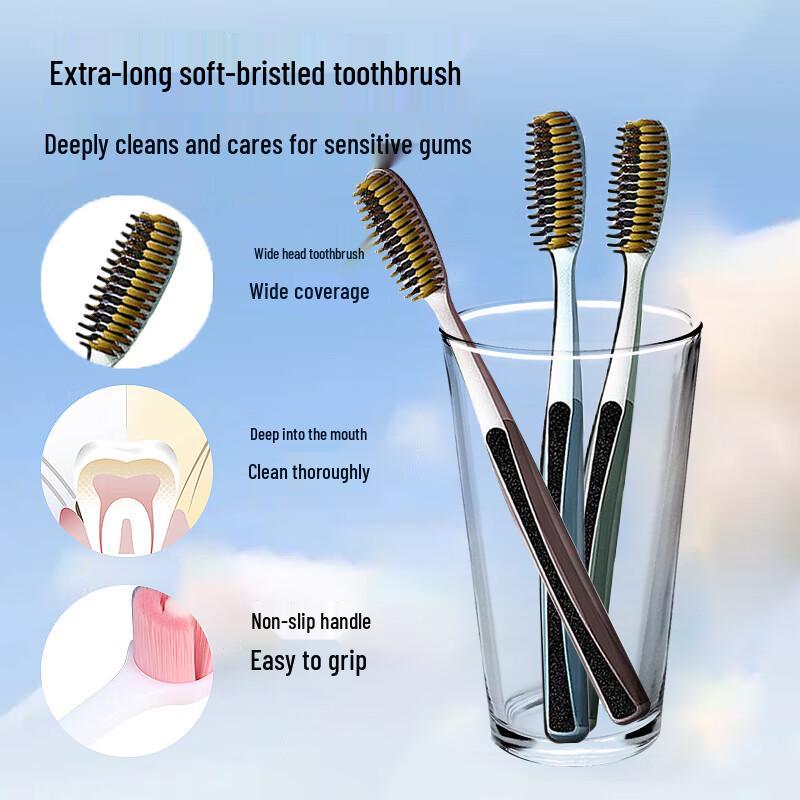 SOAO Long Head Soft Bristle Toothbrush 6-Pack