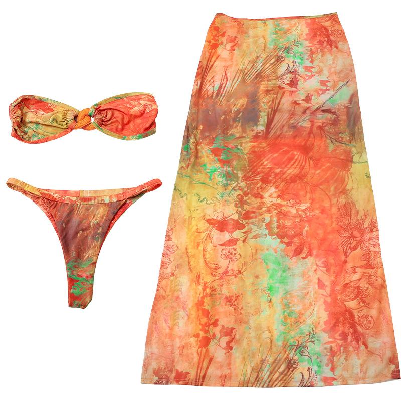 3-teiliger Bikini Sexy Damen Badeanzug Bademode Damen Kleid Cover-up Bikini-Set Strandbekleidung Badeanzug Schwimmanzug