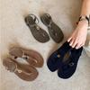 Summer new retro niche sandals women's thick heel soft sole not tired feet fashionable asymmetrical outer sandals versatile