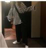 2020 Harajuku Style Black & White Striped Long-Sleeve Loose T-Shirt for Women