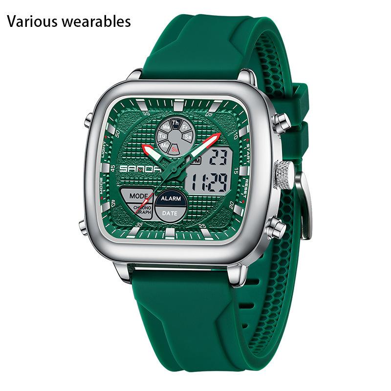 New Electronic Watch Youth Multifunctional Waterproof Sports Watch Alarm Clock Silicone Strap Luminous Watch